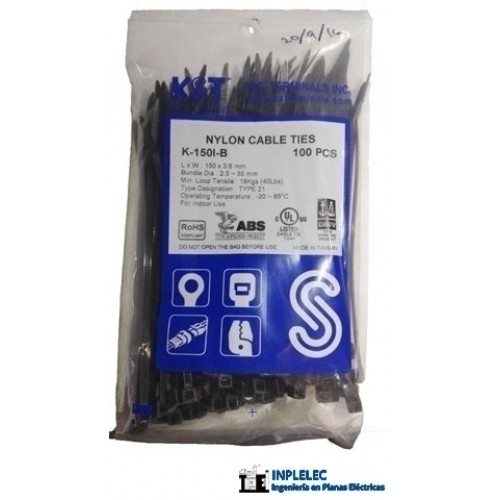 SUJETACABLES DE 15 CMS NEGRO